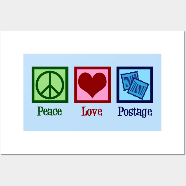 Peace Love Postage Stamps Wall Art by epiclovedesigns